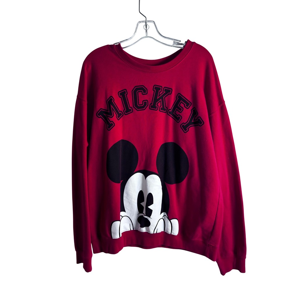 Disney Mickey Mouse Sweatshirt XXL Red Graphic Pullover Women
